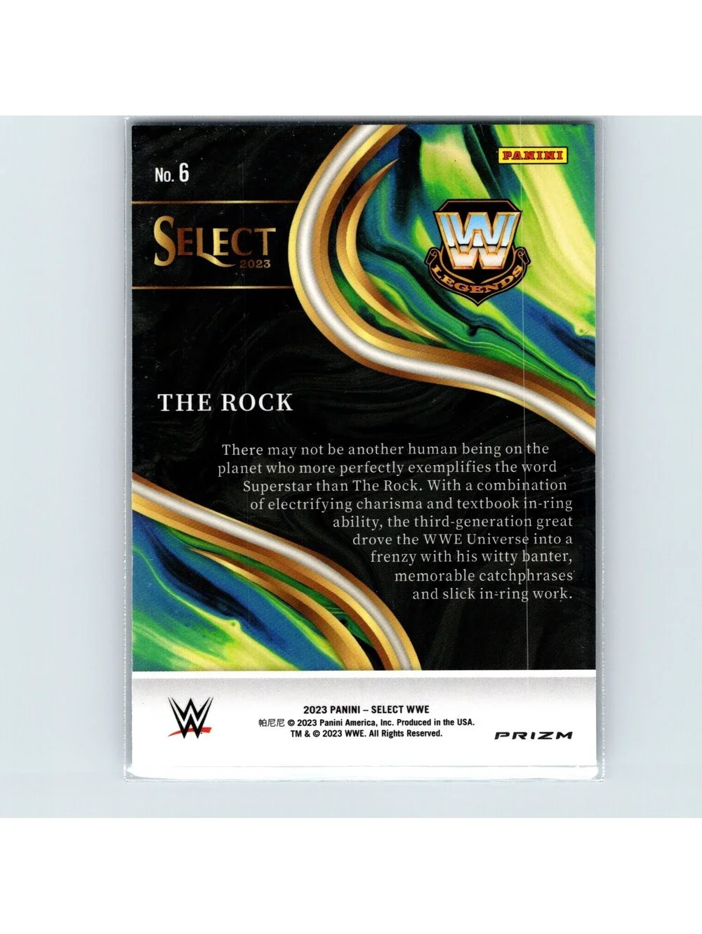 2023 Panini Select WWE The Rock #6 Sensations Flash Prizm